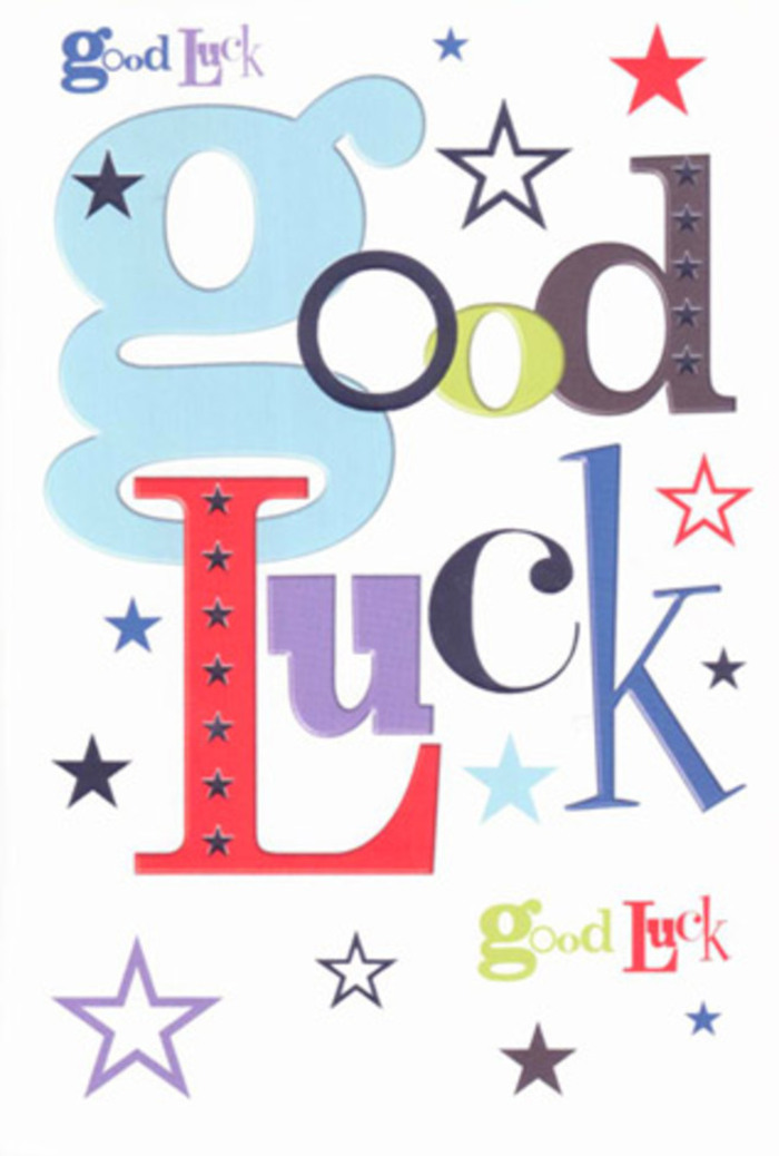 There's a vibrant cheerfulness to this good luck card-a visual tribute reflecting Dartford's sense of community and optimism. Each letter stands out with its own lively hue: wide strokes of pastel blue reminiscent of early mornings near Princes Park, contrasting with slender black and animated red forms, all brought to life by scattered stars in bold and pastel shades. The effect feels like a friendly chorus, cheering from the sidelines, reminiscent of the supportive applause echoing through local events and family celebrations. Ample white space allows the colours and stars to shine, creating a joyful, modern design that hints at the heartfelt support carved into Dartford's local traditions. This card is more than just a message-it feels like a pocket-sized token imbued with hope and encouragement, ready to help someone embark on a new path, backed by the warmth and belief of Dartford friends and neighbours.